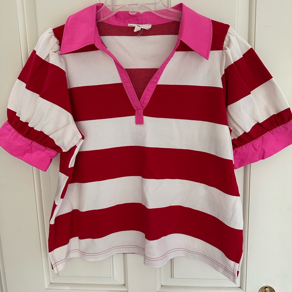 Entro Vibrant Red and Pink Top M